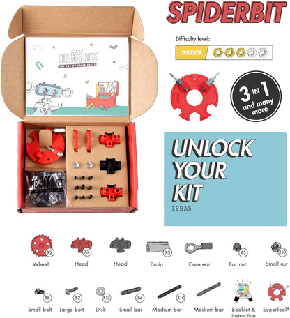 The Off Bits Erector Set: Animal Mini STEM Toys for Kids 6+, Toy Building Sets with Nuts & Bolts, STEM Building Toys Gifts for Boys and Girls (Blue Elephant)