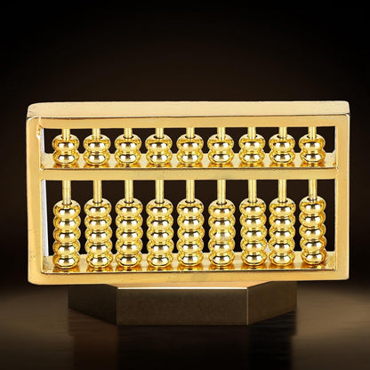 Vintage Style Mini Brass Abacus, 9 Gears Chinese Math Calculating Tool, Handmade Ornaments with Wealth Symbol, 4.5 x 0.5 x 2.5cm, for Kids Adult Collection Gift