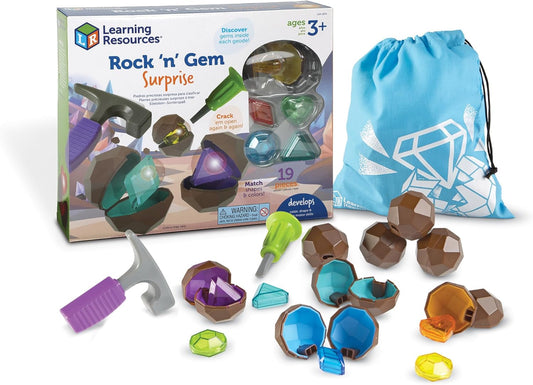 Learning Resources Rock 'n Gem Surprise - 19 Pieces, Ages 3+ Toddler Learning Toys, Sorting and Matching Toys, Early STEM for Kids