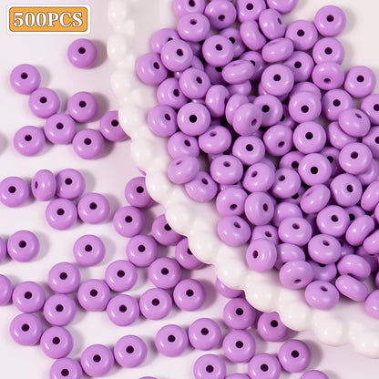 500PCS 8mm Acrylic Lentil Beads, White Abacus Beads Loose Beads for Crafts, Acrylic Spacer Beads for Jewelry Bracelet Necklace Making, Beads for Pens Charms Crafts, Small