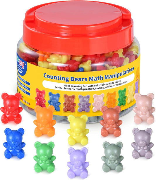 Counting Bears Math Manipulatives for Preschoolers, 10 Color Sorting Bears Games Sensory Toys for Toddlers, 200 Pcs 1 Inch Bear Counters for Kids Math Ages 3+, Fine Motor Skills Montessori Toys