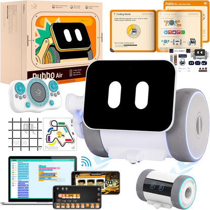 WhalesBot Pubbo Air Smart Interactive Robot for Kids, Voice/Touch/APP/Remote Control, Modular/Scratch Coding, Companion Robotic with Sensors, STEM Educational Toy for Boys Girls 4 5 6 7 8 9 10
