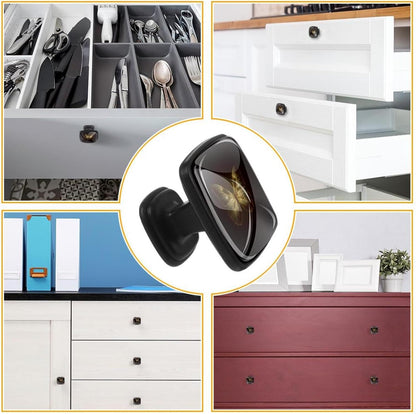 4 Pack Cabinet Knobs Drawer Pulls, 30mm Round ABS Glass Drawer Hardware Growing Purple Butterflies Cabinet Handles with Screws for Dressers Kitchens Cupboard