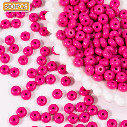 500PCS 8mm Acrylic Lentil Beads, White Abacus Beads Loose Beads for Crafts, Acrylic Spacer Beads for Jewelry Bracelet Necklace Making, Beads for Pens Charms Crafts, Small
