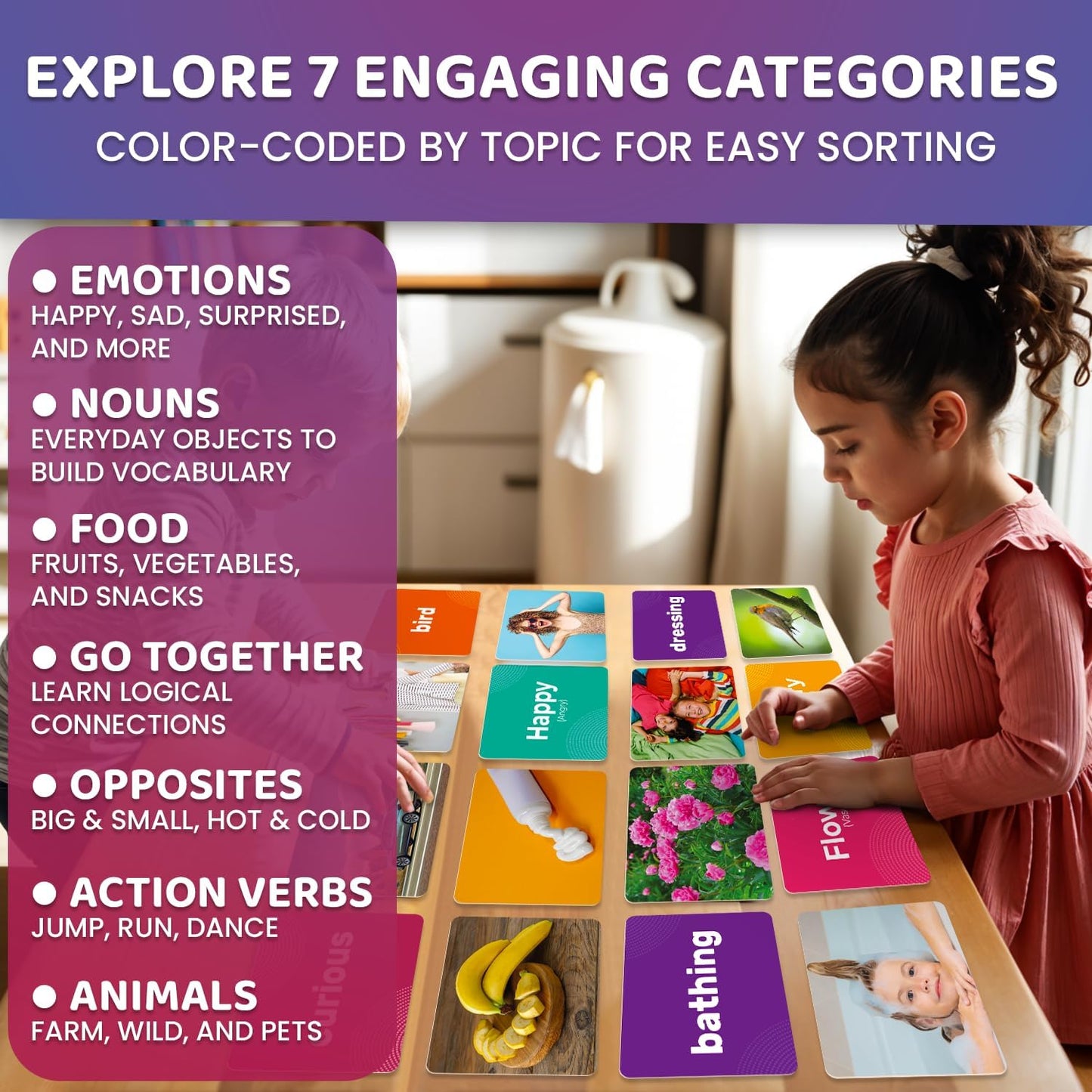 QUOKKA 104 Noun Flash Cards Set – Kids and Adults Vocabulary Builder for ABA Therapy, Early Childhood Education, and ESL Teaching – Picture Cards for Speech Therapy and Vocabulary Building Activities