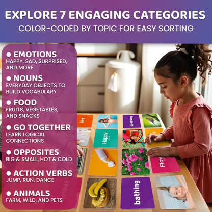 QUOKKA 104 Noun Flash Cards Set – Kids and Adults Vocabulary Builder for ABA Therapy, Early Childhood Education, and ESL Teaching – Picture Cards for Speech Therapy and Vocabulary Building Activities