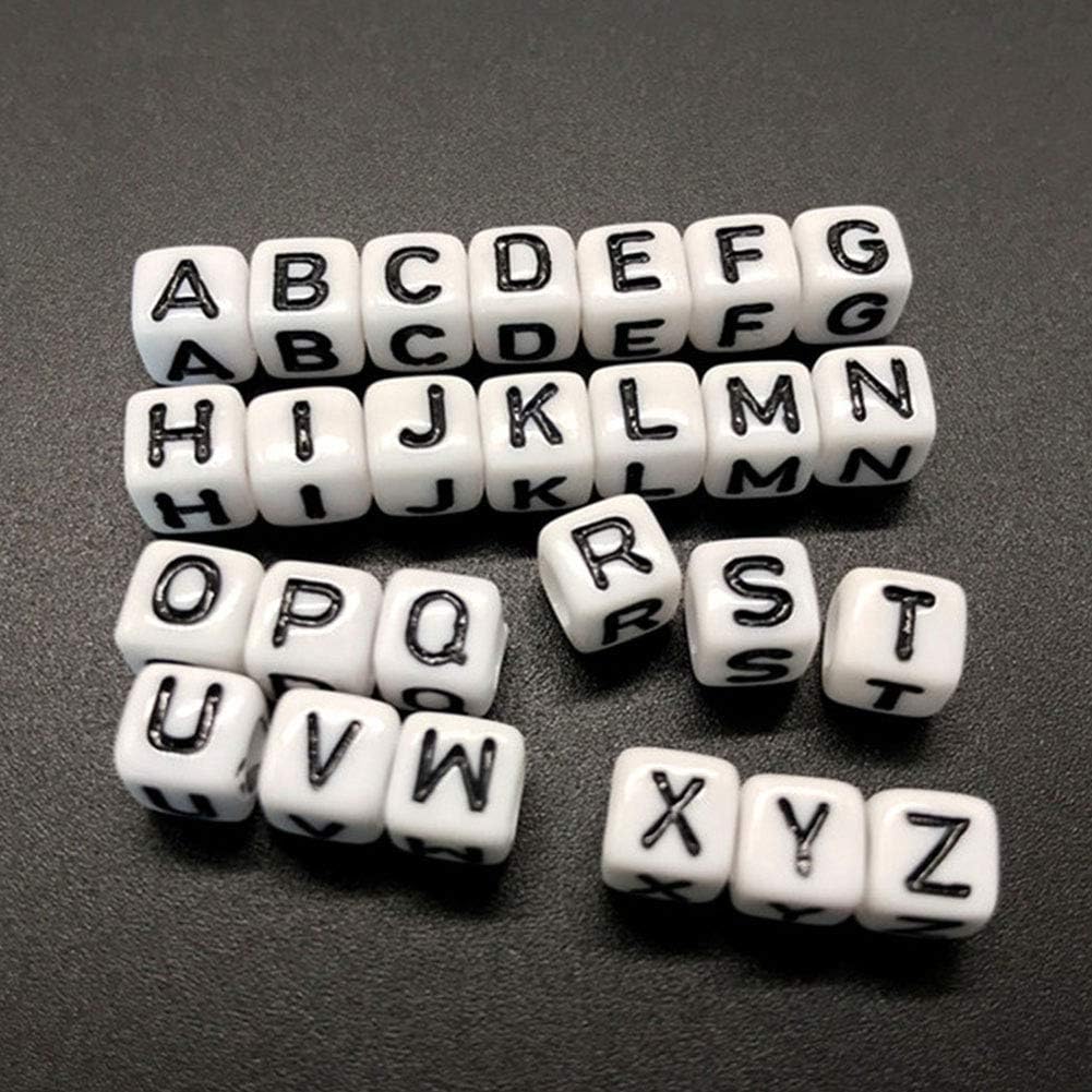 DAHI 400PCS Cube Letter Beads 8mm Alphabet Bead Colorful A-Z Acrylic Letter Beads for Jewelry Making (Color White 8x8mm)