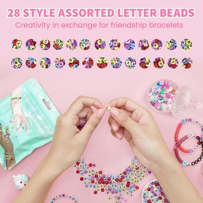 ARTDOT 800 Pieces Assortment Letter Beads for Friendship Bracelets Making Kit, 28 Styles Jewelry Making Supplies Alphabet Beads Set Preppy Crafts Art