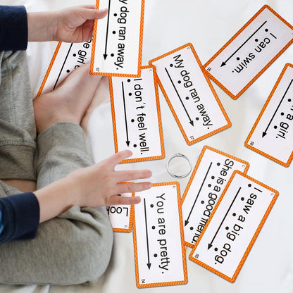 Junkin 60 Pcs Sight Word Sentence Cards Phonics Flash Cards for Kids Kindergarten Preschool, Education Sight Word Games Flashcards for Early Childhood Home School Daily Sentence Building Reading Toy