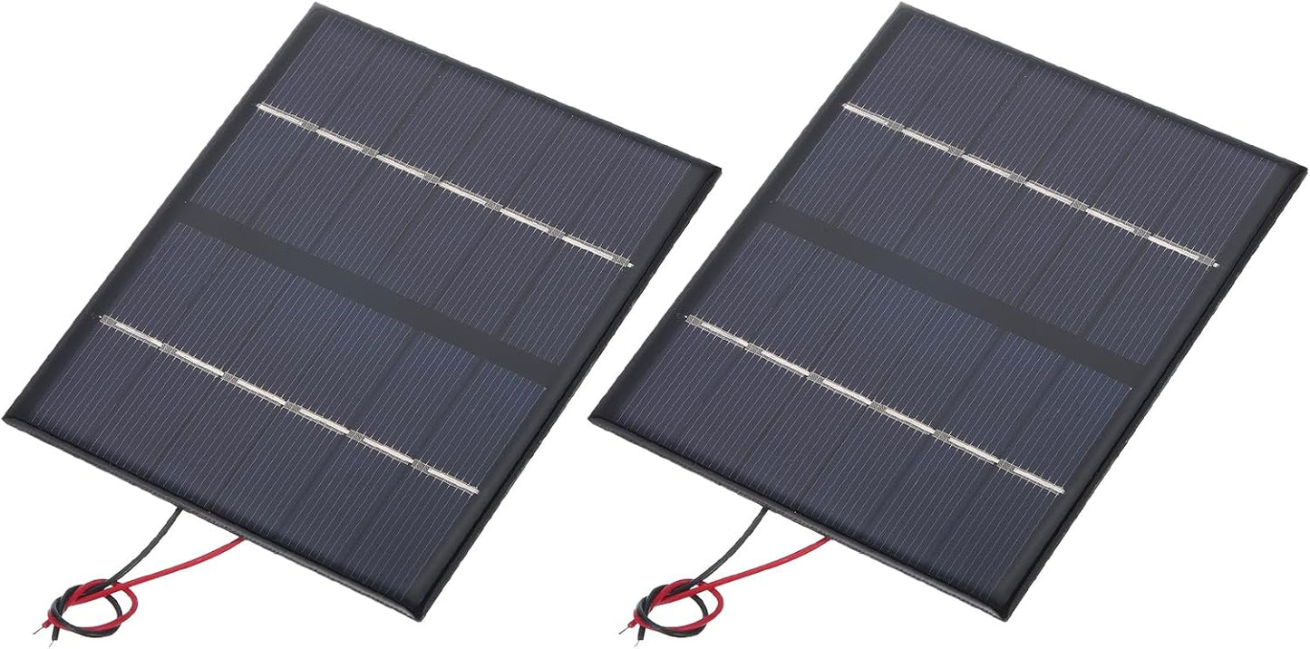 MECCANIXITY 2 Pcs 5.5V 0.44W 70mA Mini Solar Panels, Small Polycrystalline Solar Cell Panel with 2 Cable for DIY Electric Toy Materials Kits Charger, 60mm x 60mm