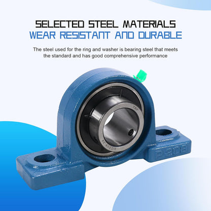 UCP202-10 Pillow Block Bearing,5/8" Bore Mounted Pillow Bearing Cast Iron Base -Self Aligning Chrome Bearing,2 Pcs