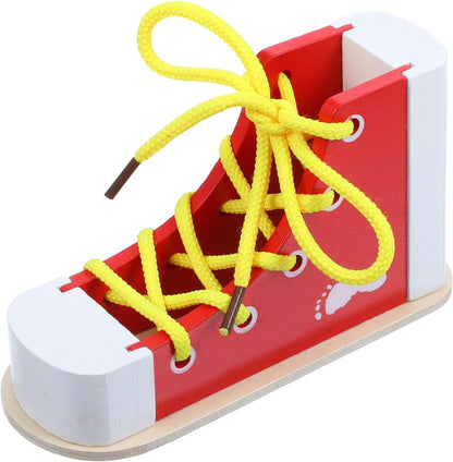 Shoe Ties Practice for Kids Learn to Tie Shoes with Wooden Lacing Sneaker Shoelaces a Shoe Educational Toy