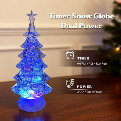 Christmas Lantern Snow Globe, Lighted Musical Snowman Lantern with Swirling Glitter, 10.5'' Christmas Snowing Lantern, USB & Battery Operated with Timer, Vintage Holiday Tabletop Decor