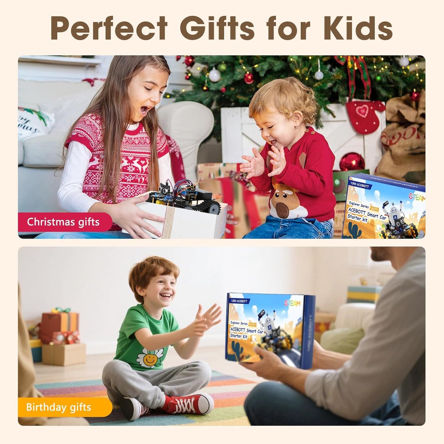 Robotics for Kids Ages 8-12, ACEBOTT Smart Robot Arm Car Kit with 5DOF, STEM Toys for Boys Age 8-12 12-16+, ESP32 Arduino/Python/Blockly Coding, App & Remote Control, STEM DIY Gift for Teens & Adults