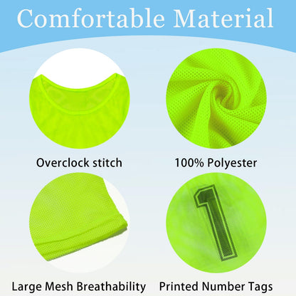 6 Pcs Pinnies Team Practice Vests with Numbers for Child Youth Teen Adult,Ideal for Soccer, Football,Basketball