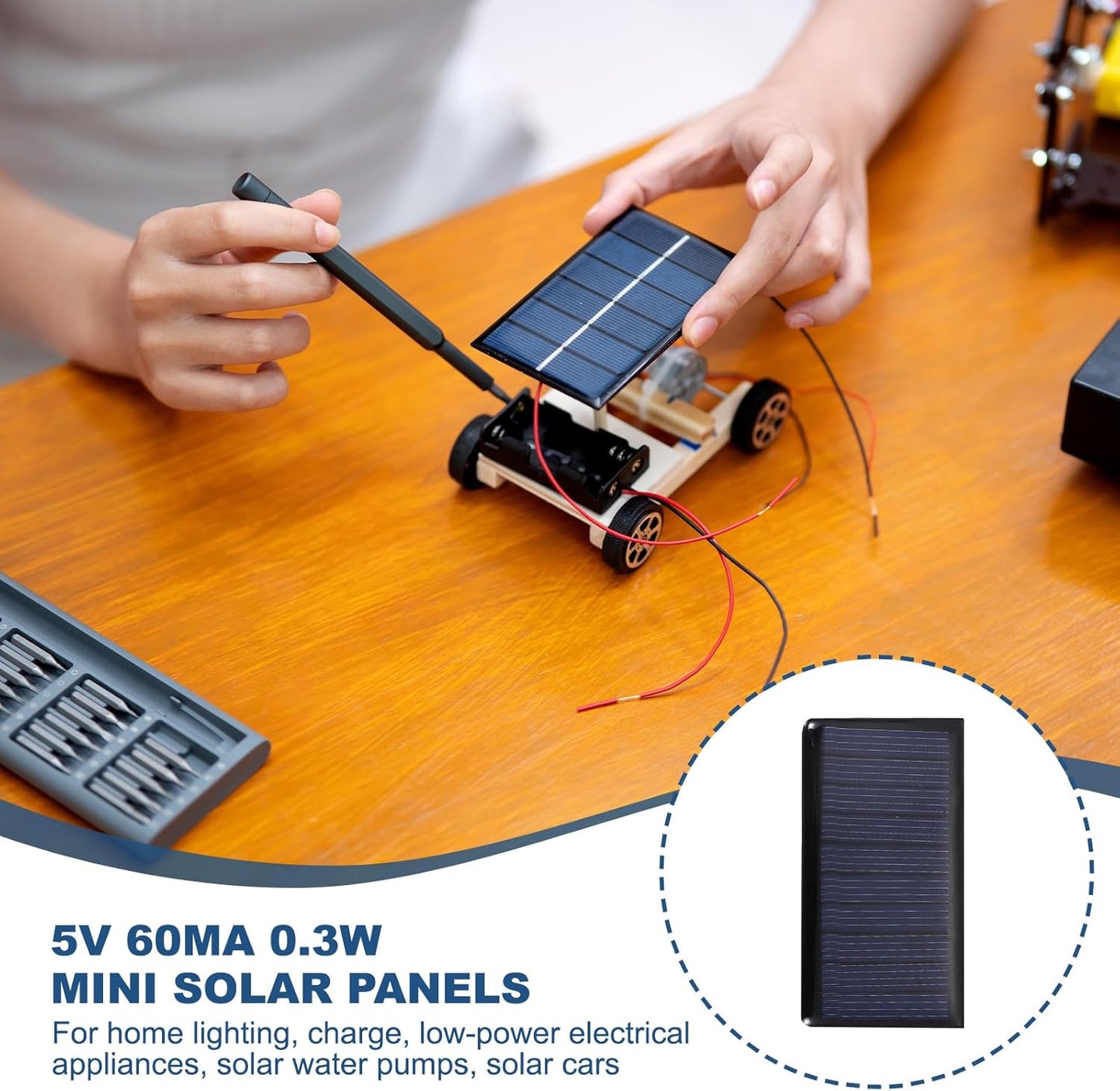 MECCANIXITY 8PCS 1.5V 0.09W 0.06A Mini Solar Panels for Solar Power, Small Solar Photovoltaic Cells Charge DIY Electric Toy Materials Solar System Kits, 1.18" x 1.18"