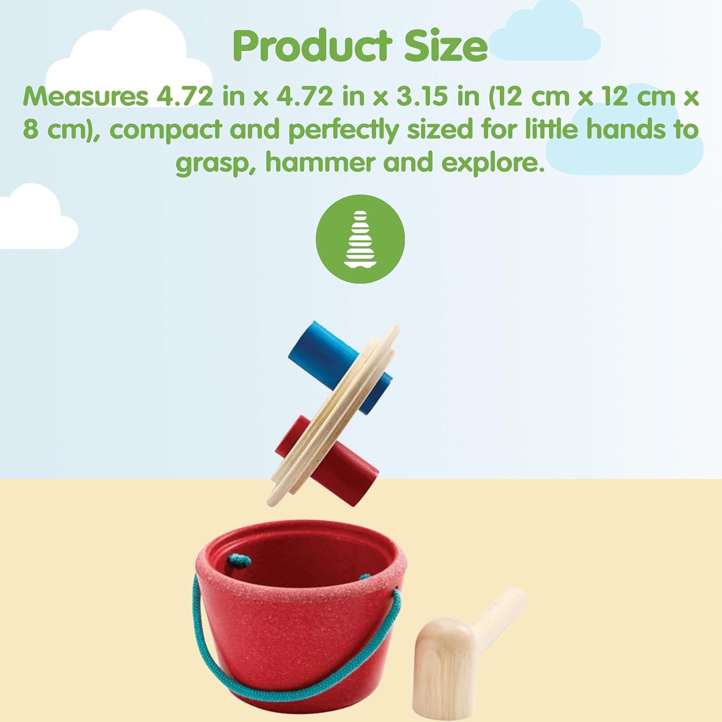 PlanToys® Geo Sorting Bucket | Wooden Shape Matching Toy for Toddlers 12M+ | Montessori Educational Sorting Toy with 3D Blocks | Develops Shape Recognition, Problem-Solving & Fine Motor Skills