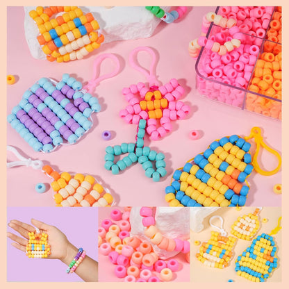1720+pcs Pony Beads Kit 1830pcs 6 Style Letter Alphabet Beads Rainbow Plastic Pony Bead Bulk Multicolor Kandi Bead Elastic String DIY Crafts Jewelry Making Kit for Bracelets Necklaces
