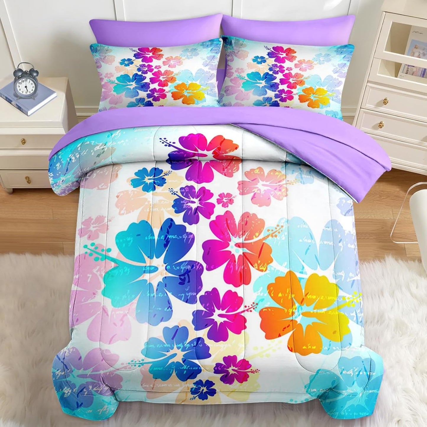 Nesker Comforter Set Twin Size, Science Lab School 5 Pcs Bedding for Kids and Adults, Medical University Chemistry Bed Sheet Sets with Fitted Sheet Pillowcase & Sham
