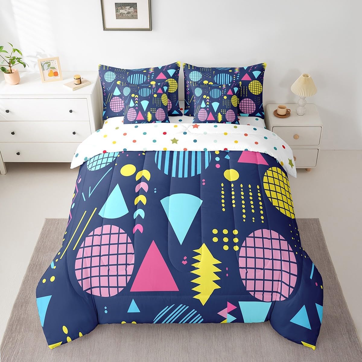 Erosebridal Chemical Equation Bed in a Bag Queen Comforter Set 7 Piece,Chemistry Bedding Sets Science Students Learning Gift Sheet Set with Comforter,Molecular Formula Education Bed Set - Colors A