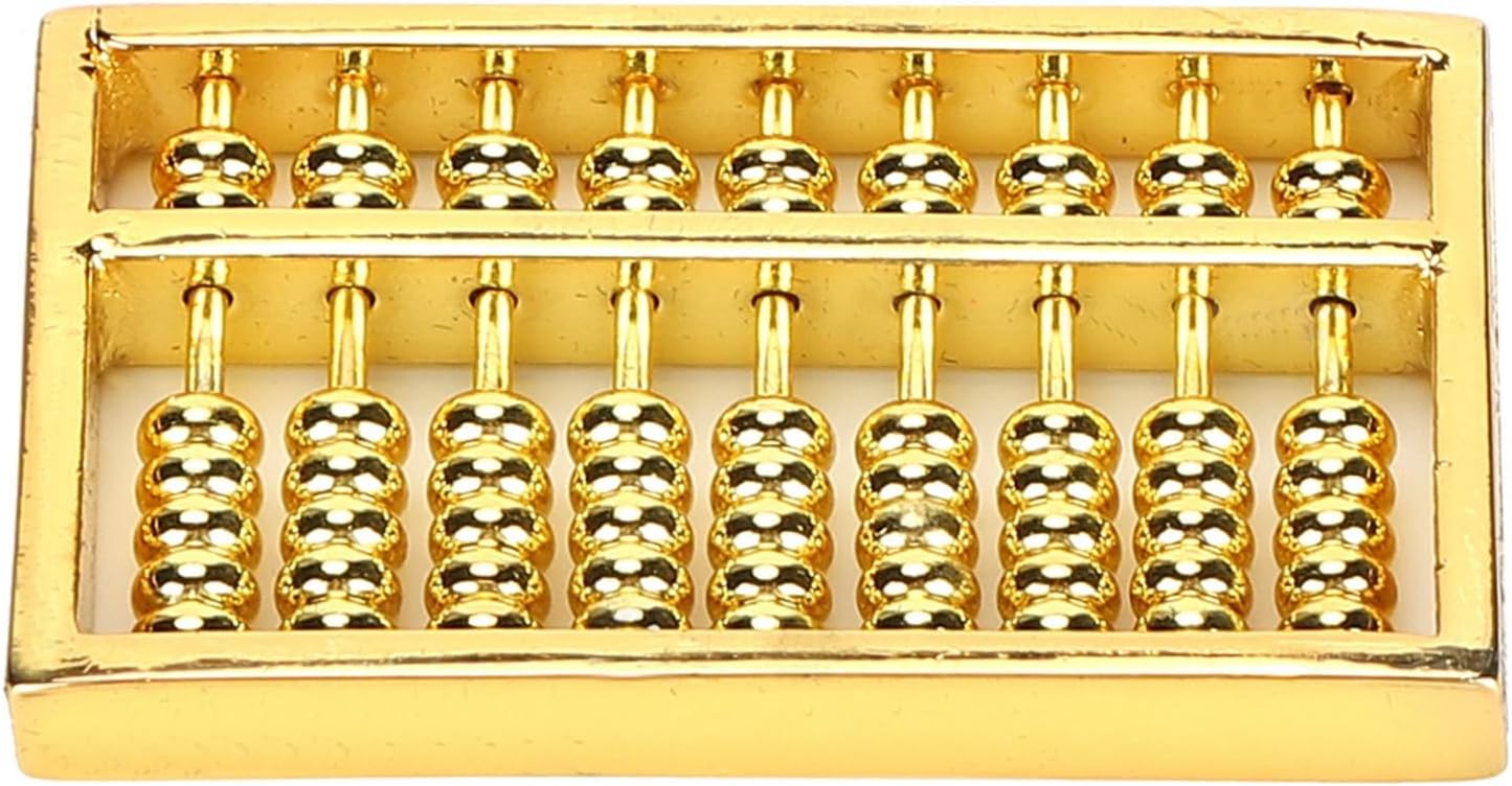 Akozon Mini Brass Abacus, 9 Gears Chinese Math Calculating Tool, Ideal for Kids, Adults and Abacus Collection, 1.5-inch