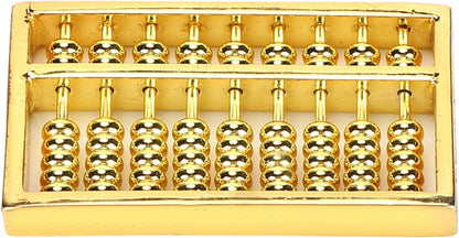 Akozon Mini Brass Abacus, 9 Gears Chinese Math Calculating Tool, Ideal for Kids, Adults and Abacus Collection, 1.5-inch