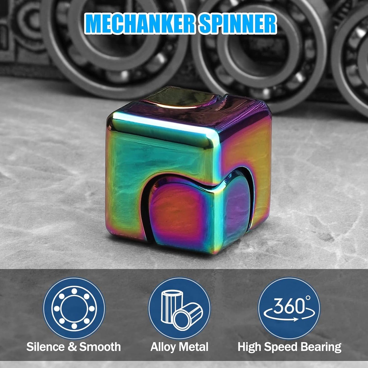 Metal Cube Spinner Fidget Toy Iron Fingertips 3D Puzzle Gyro Gear Sensory Anti Stress Relief Educational Games for Kids Adults