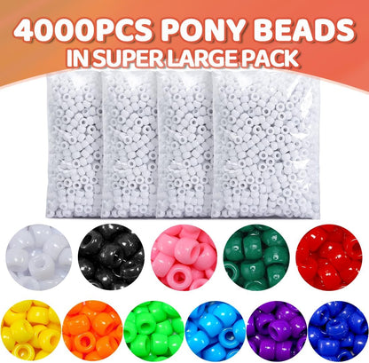 Praisebank 4000pcs Dark Green Pony Beads for Jewelry Making, Crafts, Hair Braids