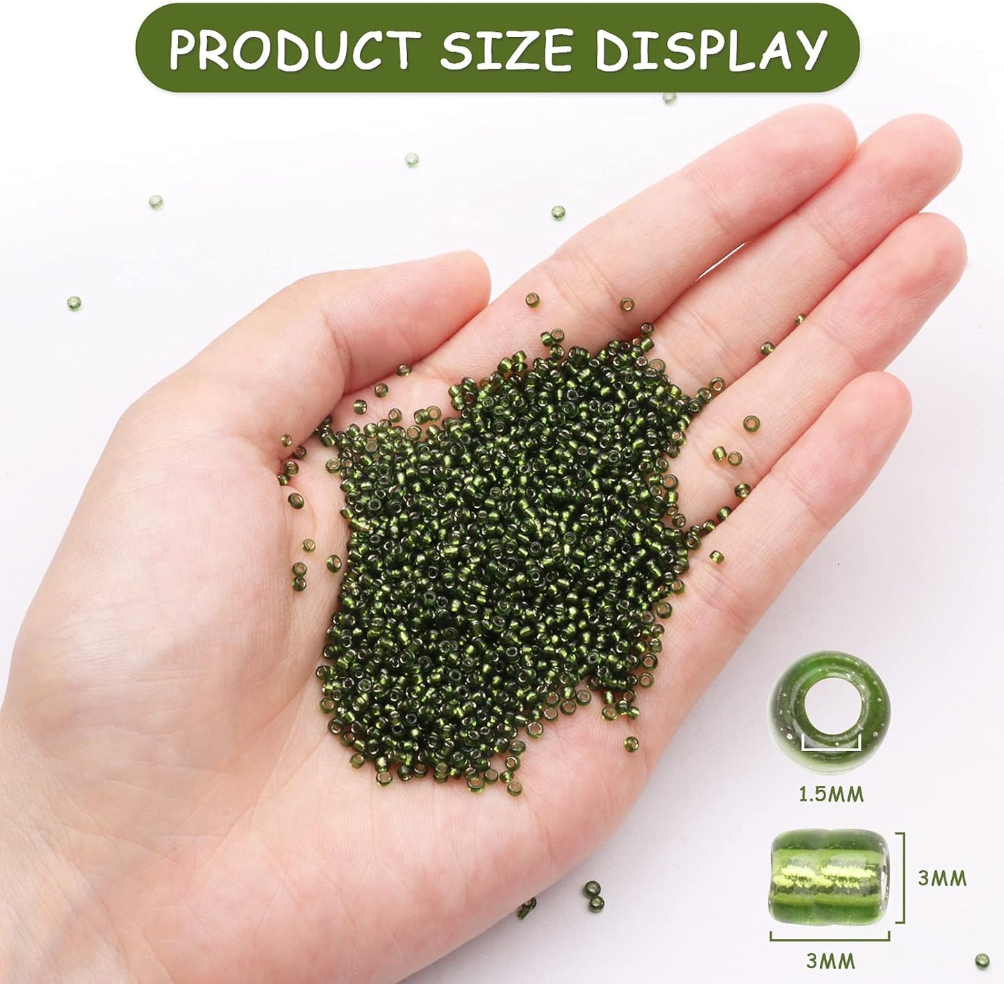 10100 Pcs Size 11/0 Glass Seed Beads, 2 mm Dark Green Small Mini Spacer Loose Pony Beads for Jewelry Making and DIY Crafts - Colors A
