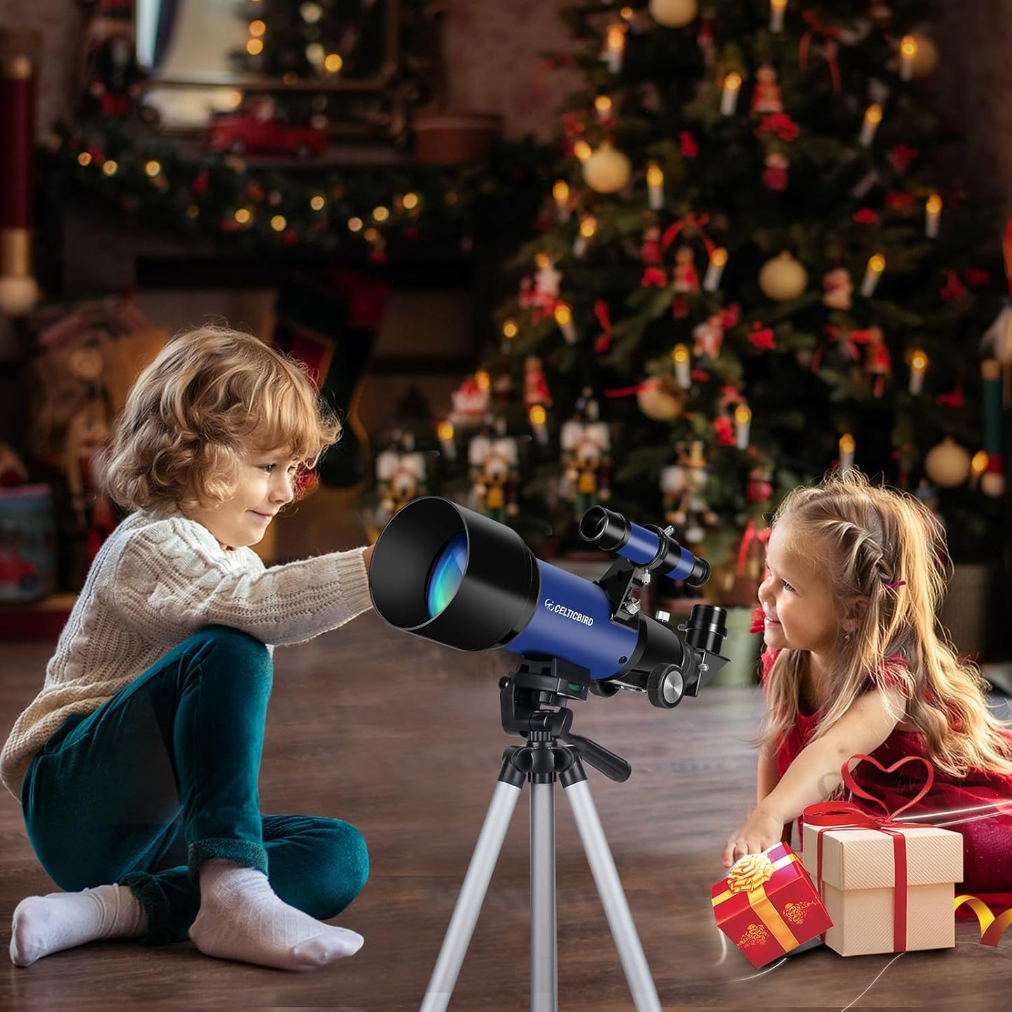 Telescope for Kids Beginners, 70mm Aperture 400mm Astronomical Refracting Telescope for Adults Students - Travel Telescopes with Tripod, Phone Adapter(Ocean Blue)