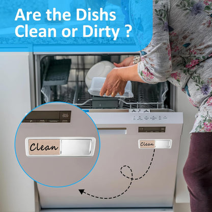 Dishwasher Magnet Clean Dirty Sign, Slide Strong Clean and Dirty Refrigerator Magnet Indicator for Dishwasher, Non-Scratch, Easy to Read, Self-Adhesive for Non-Magnetic Dishwasher（LightGray Brown）