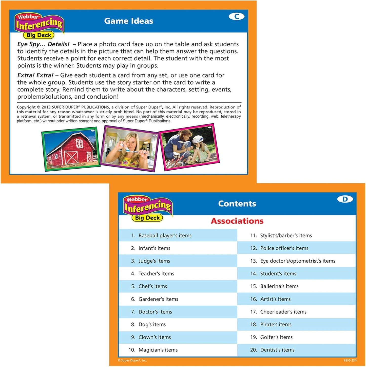 Super Duper Publications | Webber Inferencing Big Photo Flash Cards | Predicting, Reasoning and Critical Thinking Skills Fun Deck | Educational Learning Materials for Children