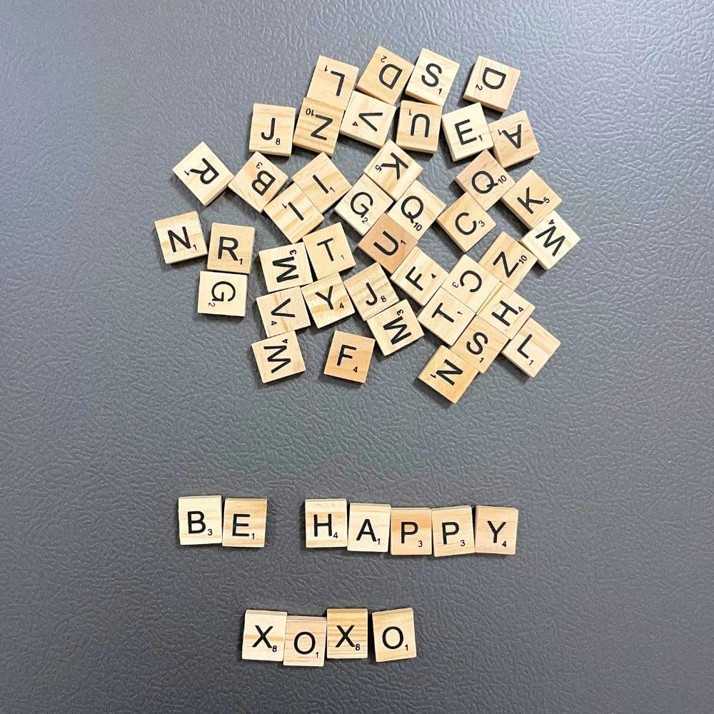 YJ PREMIUMS 200 PC Wood Magnetic Letter Tiles Magnets Big Large Square Wooden Alphabet Letters Tile Magnet Pieces for Fridge Refrigerator Wall Fun Learning Decorative Game Board (200)