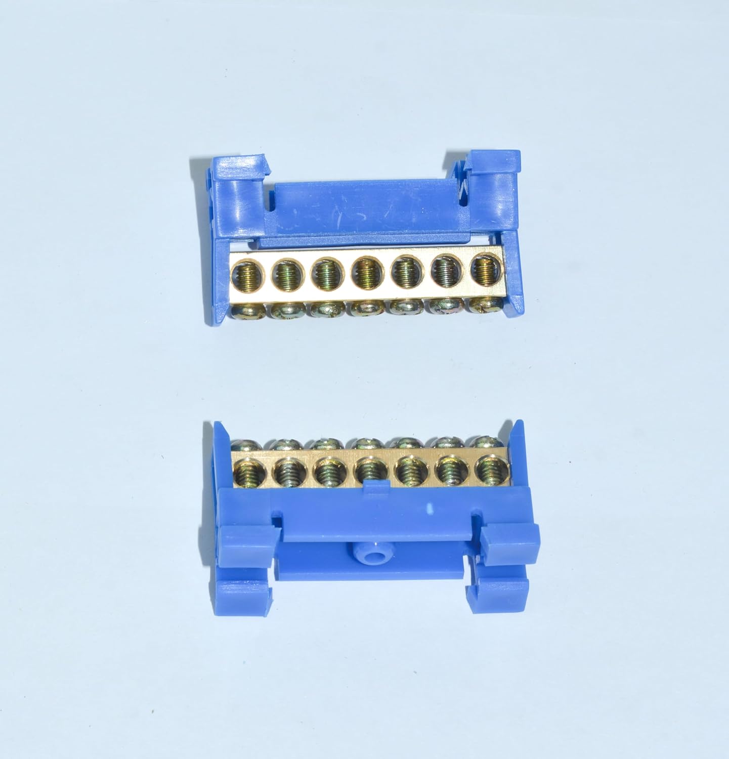 10 Positions Terminal Bus Bar Block 6 Pack Brass Wire Screw for Car Boat Marine Ground Power Distribution Grounding Electrical Bars Strip Block for 12V-110V, Blue