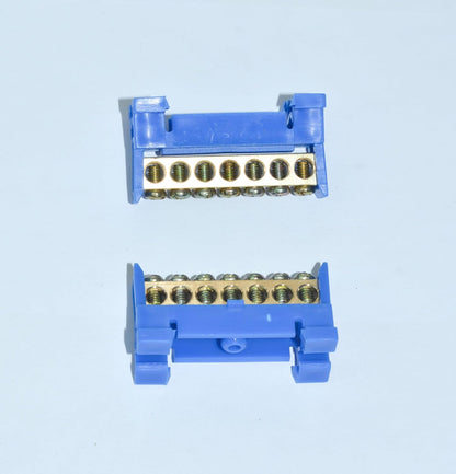 10 Positions Terminal Bus Bar Block 6 Pack Brass Wire Screw for Car Boat Marine Ground Power Distribution Grounding Electrical Bars Strip Block for 12V-110V, Blue