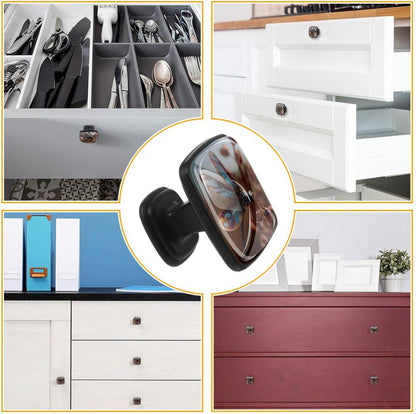 4 Pack Cabinet Knobs Drawer Pulls, 30mm Round ABS Glass Drawer Hardware Growing Purple Butterflies Cabinet Handles with Screws for Dressers Kitchens Cupboard