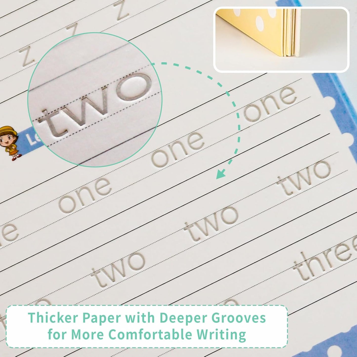 Large Reusable Grooved Handwriting Practice Workbooks for Kids Ages 3-8 – Magic Disappearing Ink & 3D Groove – Preschool Kindergarten Children Writing Books 5-Book Set with Pen Grips