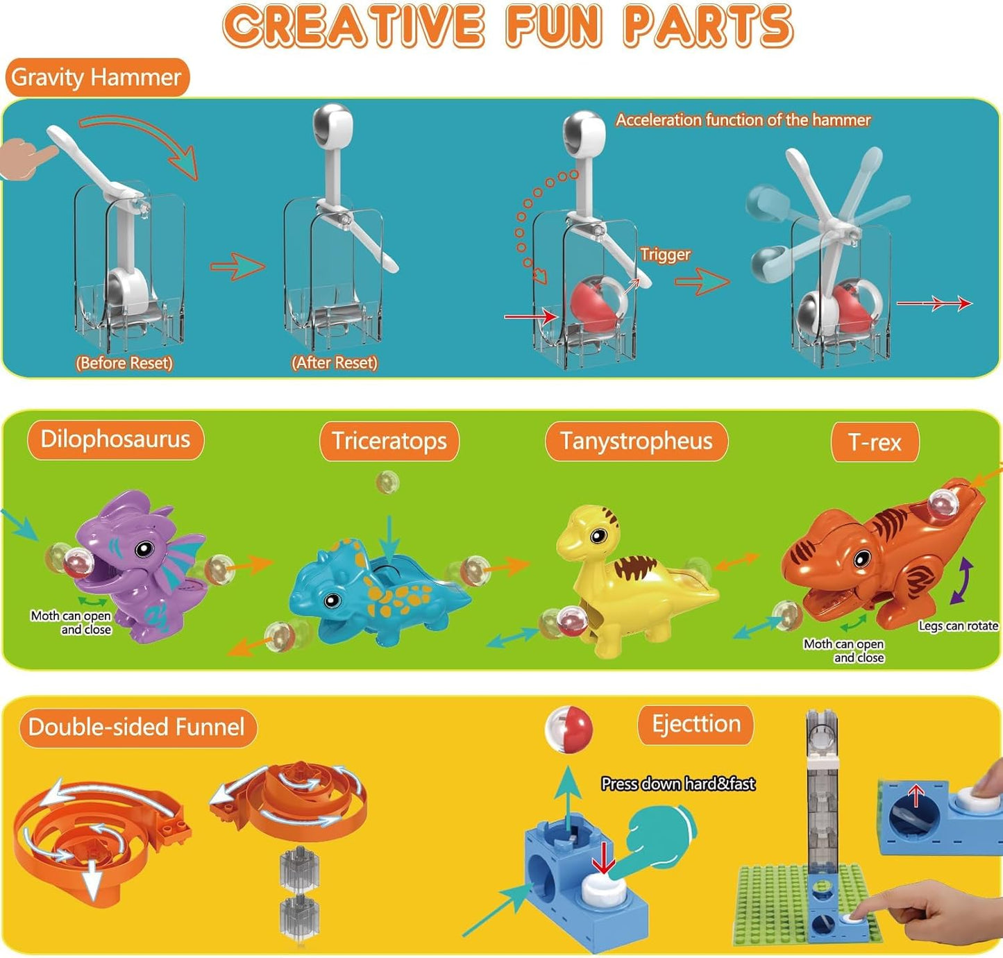 Dinosaur Marble Run Building for Kids: 3 4 5 6 7 8 Years Old Kids Dinosaur Building Blocks Toys - Preschool Montessori Game Compatible with Major Brands for Boys Girls
