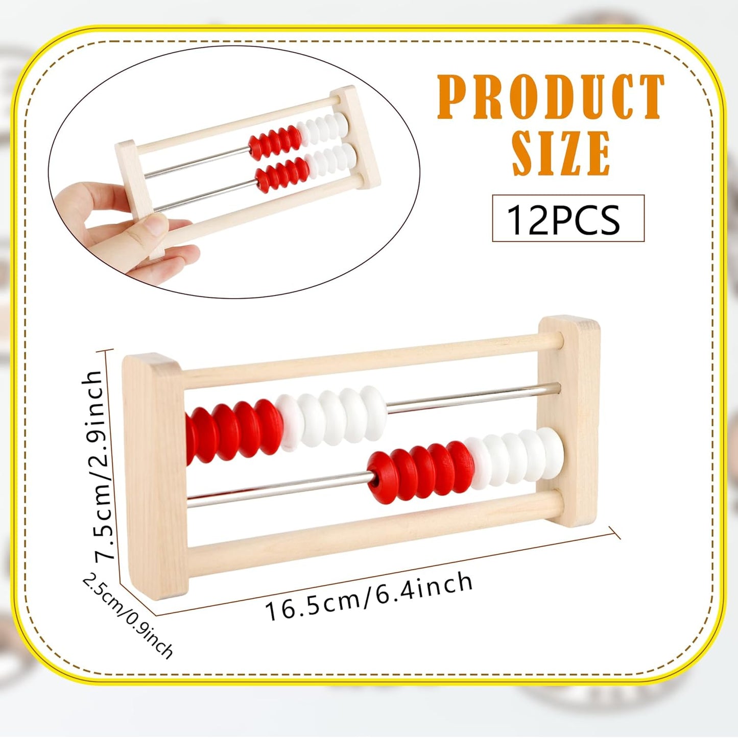 12 Pcs Mini 20-Bead Wooden Rekenrek Abacus 2-Row Counting Rack Educational Toys Math Skills Manipulatives Students Elementary School Classroom Activities