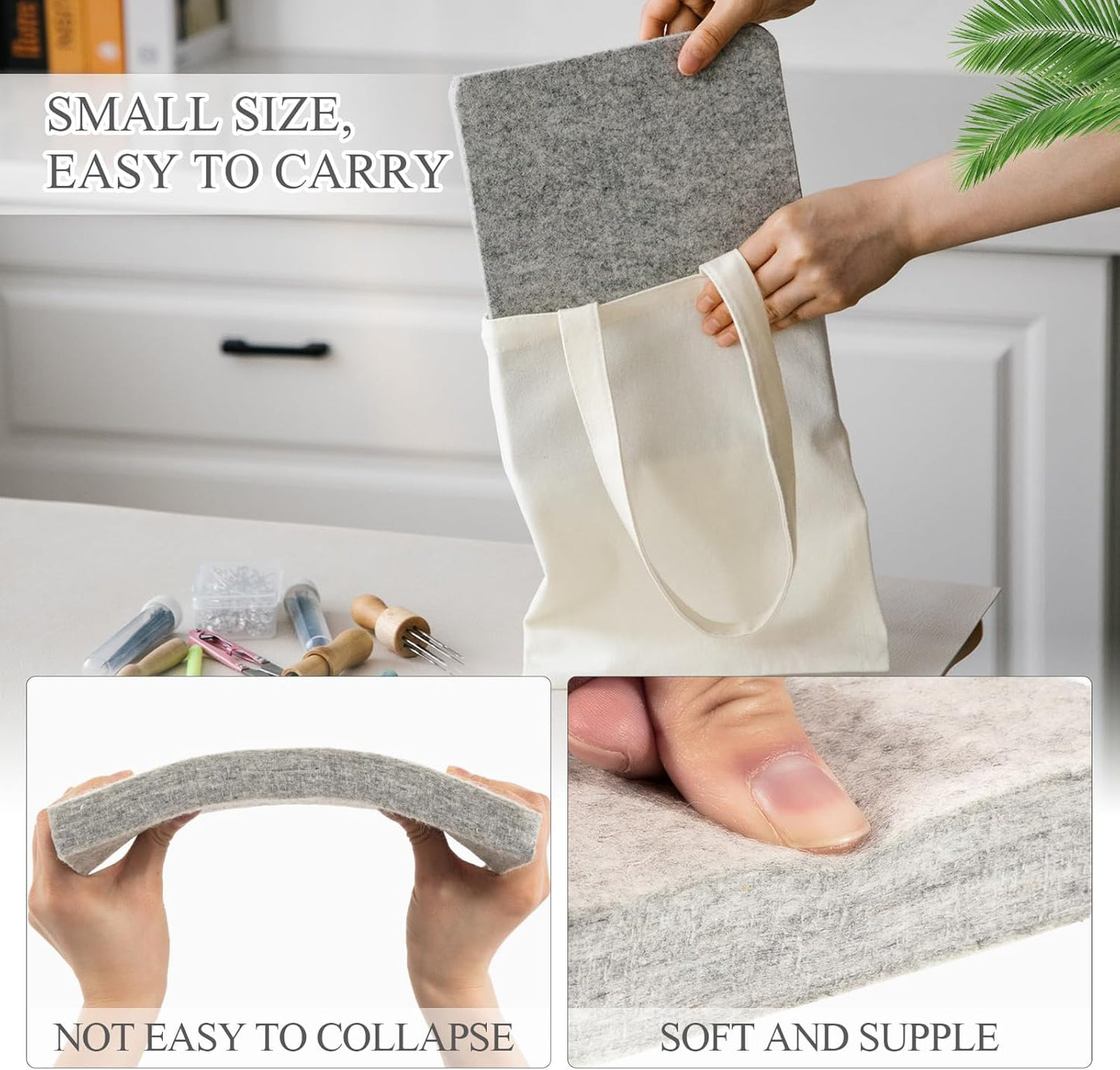 Amylove 4 Pcs Needle Felting Pad Needled Felting Mat Wool Supplies Thick Firm Base Woolen Block for Beginners Crochet Knitting Projects Kit Tool, Gray (8 x 10 x 1 Inch)