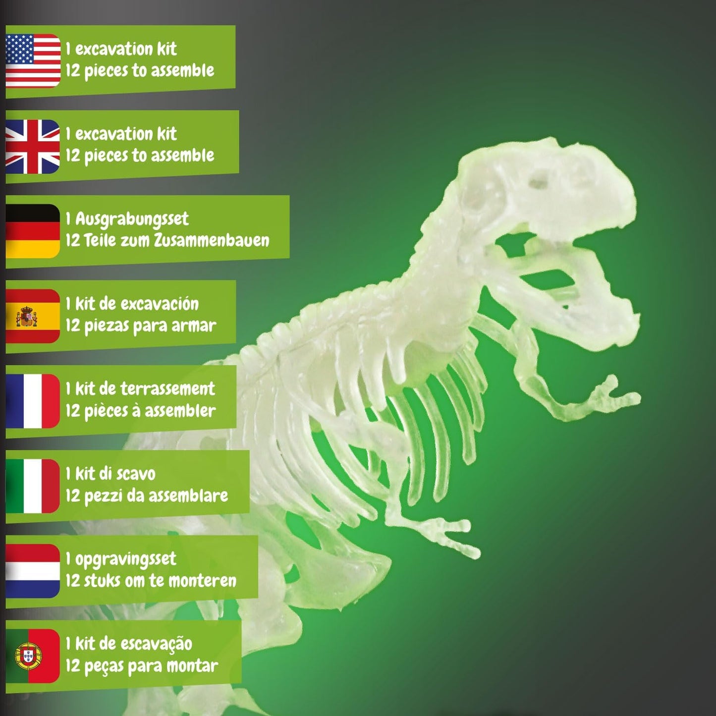 Science4you T-Rex Fossil Digging Kit for Kids +6 Years - Dinosaur Fossil Dig Kit + Glow-in-The-Dark T-Rex Fossils for Kids, Excavation Kit, Stem Toys, Games, Gifts for 6+ Year Old Boys and Girls