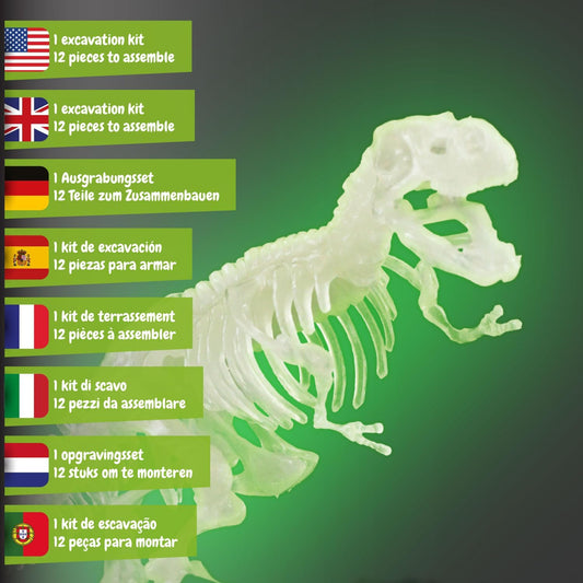 Science4you T-Rex Fossil Digging Kit for Kids +6 Years - Dinosaur Fossil Dig Kit + Glow-in-The-Dark T-Rex Fossils for Kids, Excavation Kit, Stem Toys, Games, Gifts for 6+ Year Old Boys and Girls