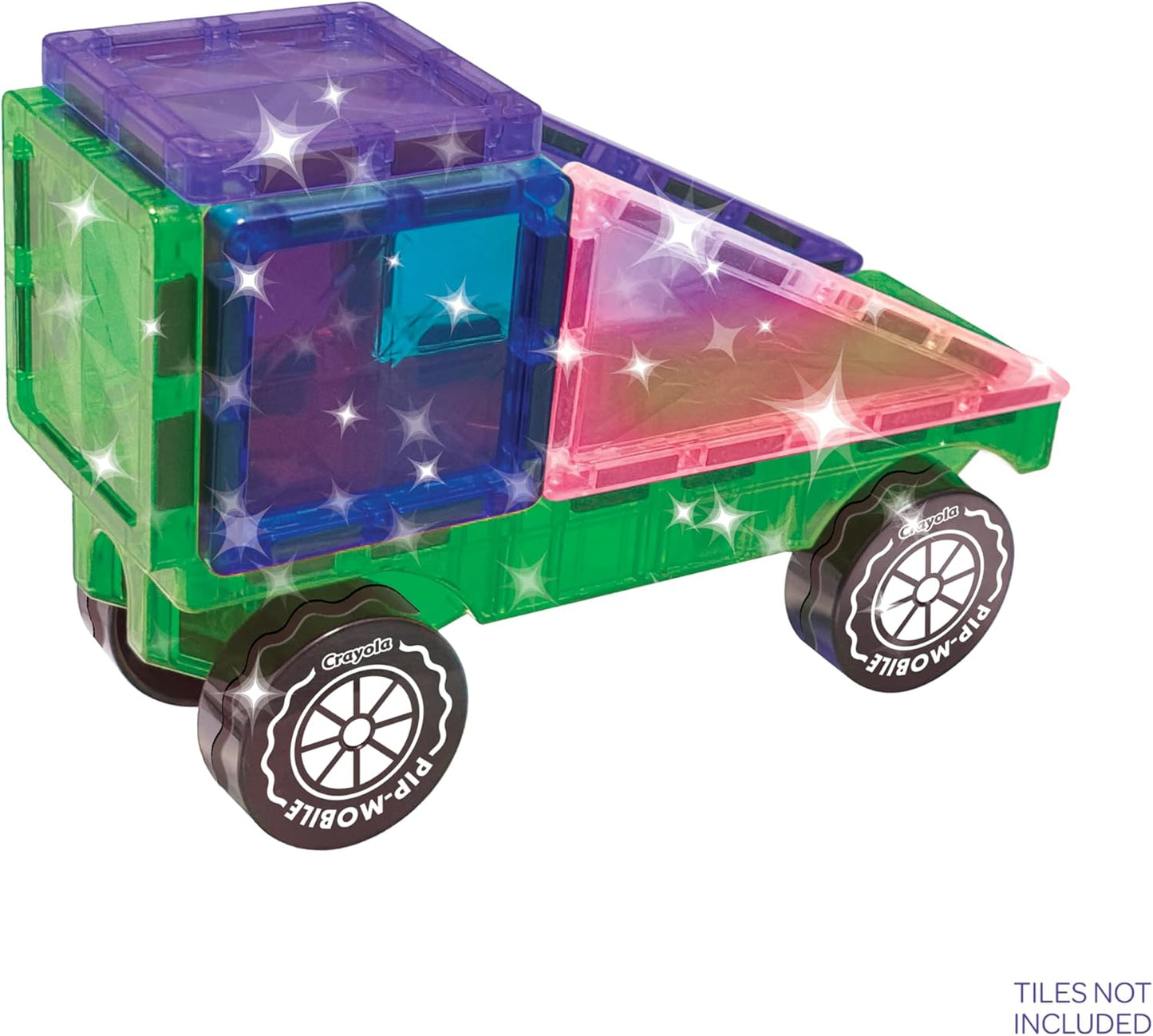 CreateOn Crayola Mini Magnetic PIP-Tiles, Building Set for Kids, Magnetic Building Toys for Kids, STEM Travel Toys for Boys and Girls Ages 3+, 24-Piece Set (Glitter)