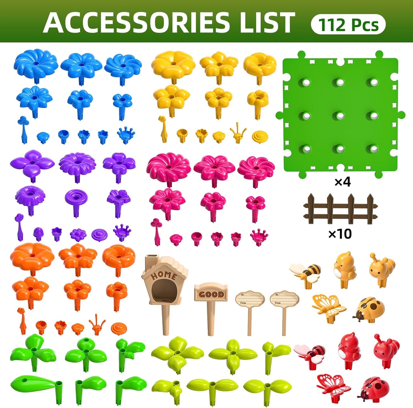 145 Pcs Toys for 3 Year Old Girl, Toddler Gardening Set Flower Garden Toy Girls Building Sets Best Educational Learning Fine DIY Crafts Stem Construction Stacking Kit for 3 4 5 6 7 Years Kids