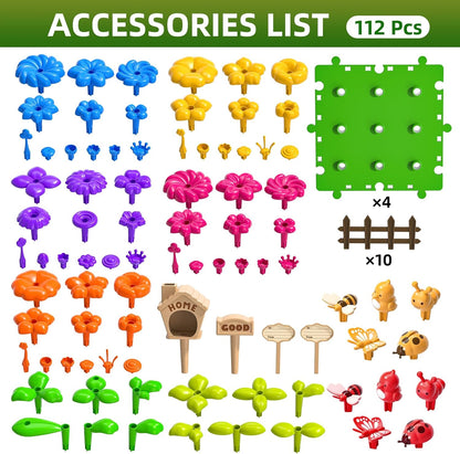 145 Pcs Toys for 3 Year Old Girl, Toddler Gardening Set Flower Garden Toy Girls Building Sets Best Educational Learning Fine DIY Crafts Stem Construction Stacking Kit for 3 4 5 6 7 Years Kids