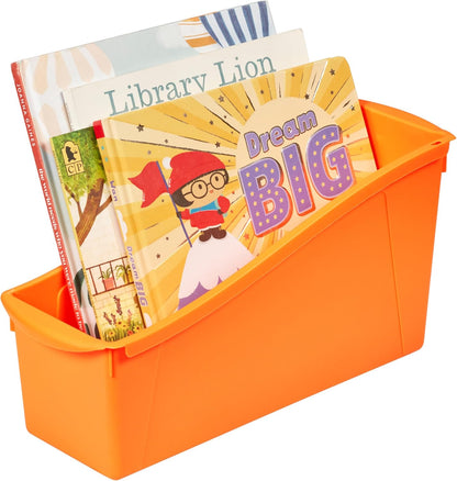 ECR4Kids Linking Plastic Storage Book Bin, Multipurpose Organization, Neon Purple, 10-Piece