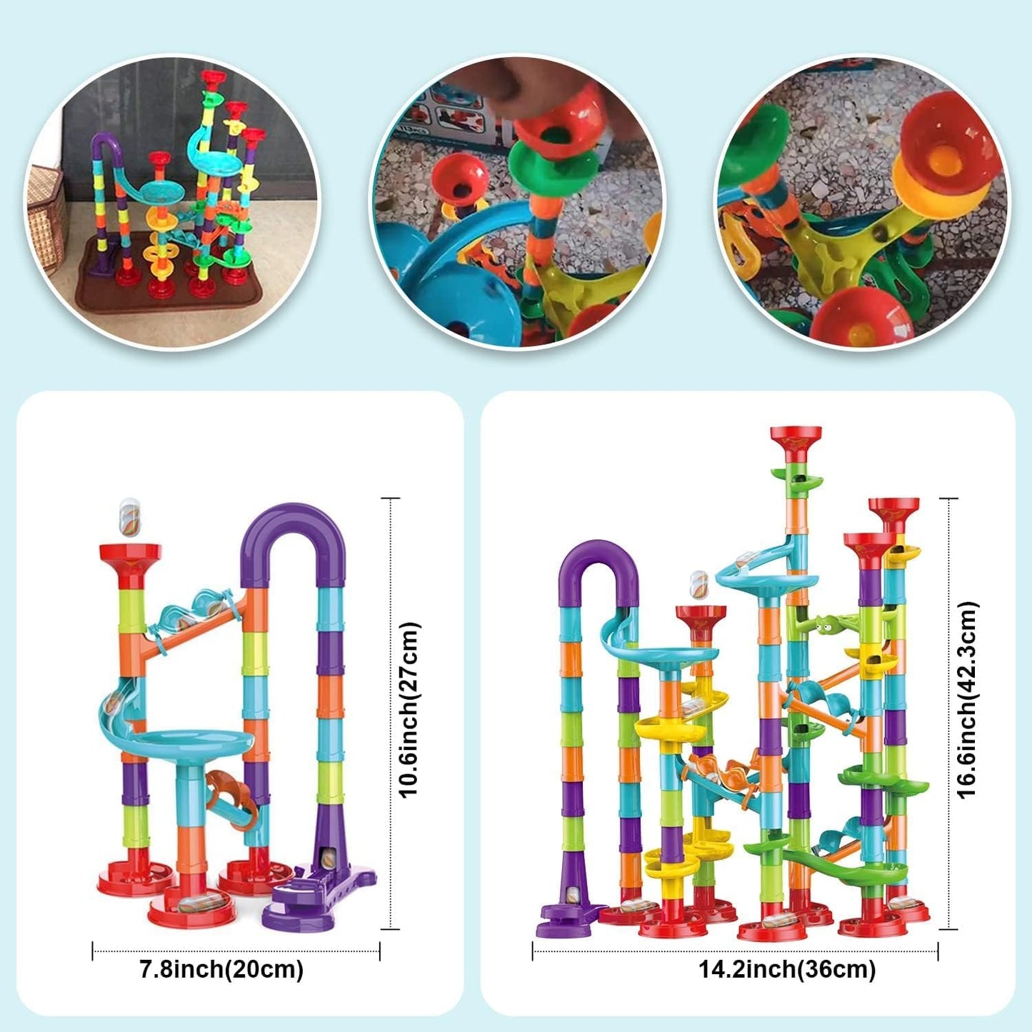 Toys for Boys 4-6 - Marble Runs 3D Maze Game DIY Educational Toys for Kids 5-7 Birthday Gift,Track Pipe Building Blocks Mini Glass Marbles for Kids,Toys for 3+ Year Old Boys Christmas (142PIECES)