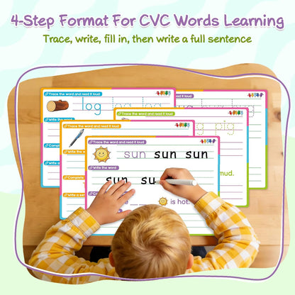 CVC Word Games Sentence Building for Kids, Sight Words Flash Cards Phonics Games Learn to Write Workbooks, Preschool Kindergarten Learning Activities Classroom Must Haves Homeschool Supplies