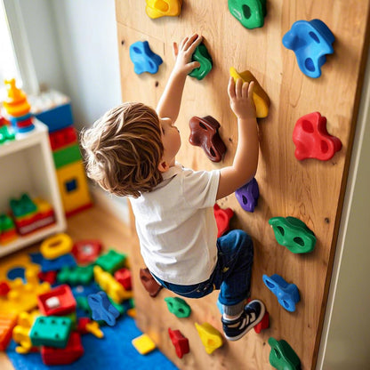 TOPNEW 12PCS Climbing Holds for Kids, Rock Wall Climbing Kit with Hardware for Indoor and Outdoor Climbing Wall, Pastel Color