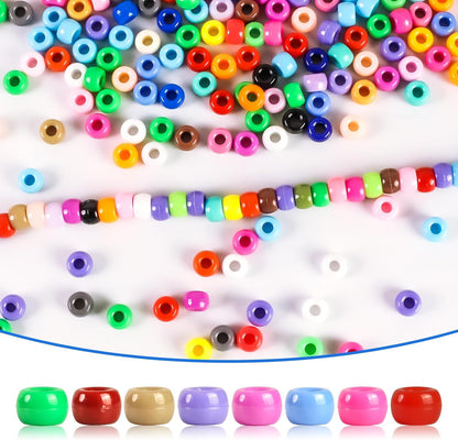 2000 Pcs Multi-Colored Glitter Pony Beads, 6x9mm, Round, Acrylic, Loose Beads, Perfect for Bracelets, Jewelry Making, Crafts